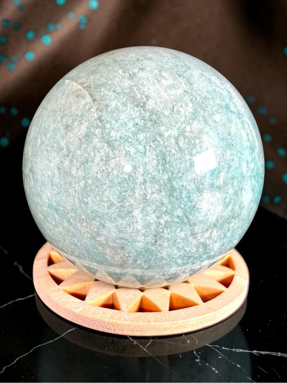 Arctic Tide Amazonite Sphere | 50.5mm Natural Blue-Green Crystal Sphere